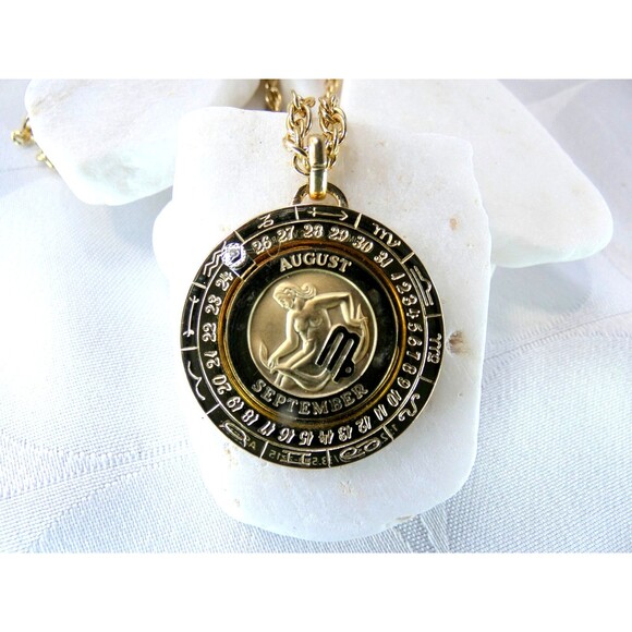 Pierre Cardin Jewelry - VTG Pierre Cardin Zodiac Diamond Pendant Necklace Virgo Articulated 18"